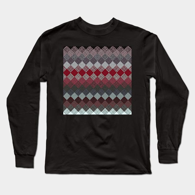 black white grey silver red geometric pattern Long Sleeve T-Shirt by katerina-ez